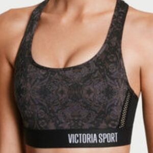 Victoria Sport Black Floral Racerback Sports Bra Small